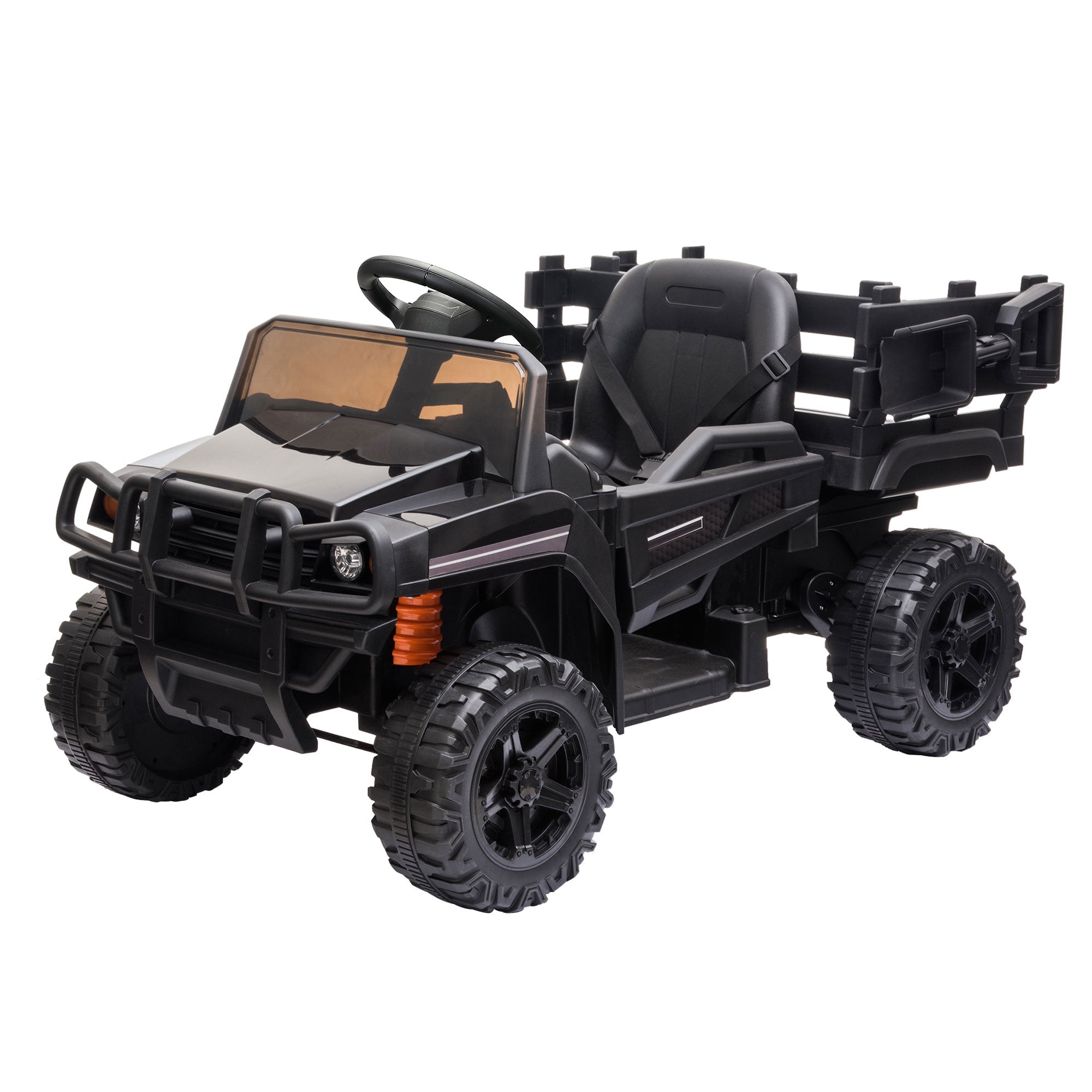 Kepooman 12V Kids Ride On Truck Car w/Parent Remote Control, Trailer on Toy, Black