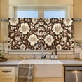 thumbnail image 2 of Yayeee Kitchen Curtains Tier Set of 2 Light Filtering 57"x24" Over Sink Window Panels, Brown Floral, 2 of 7