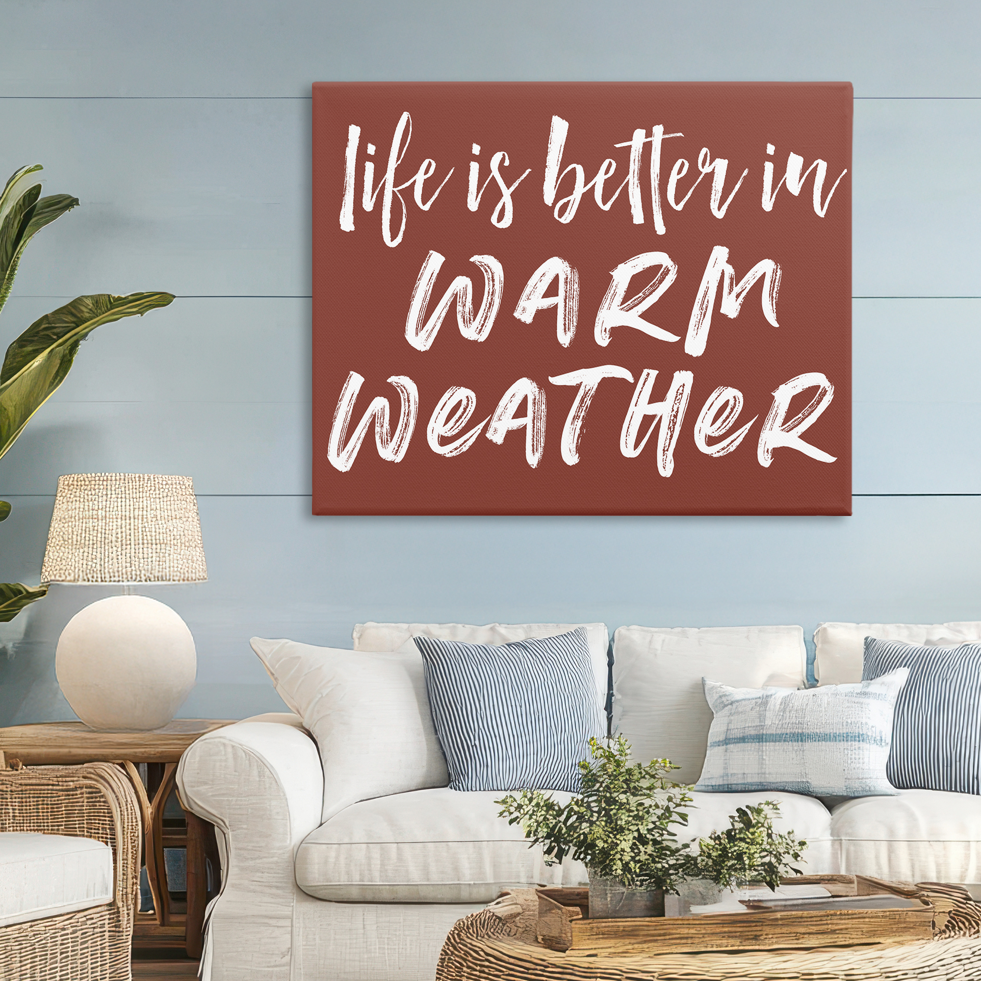 Life Is Better In Warm Weather Canvas Wall Art, design by Lettered and Lined