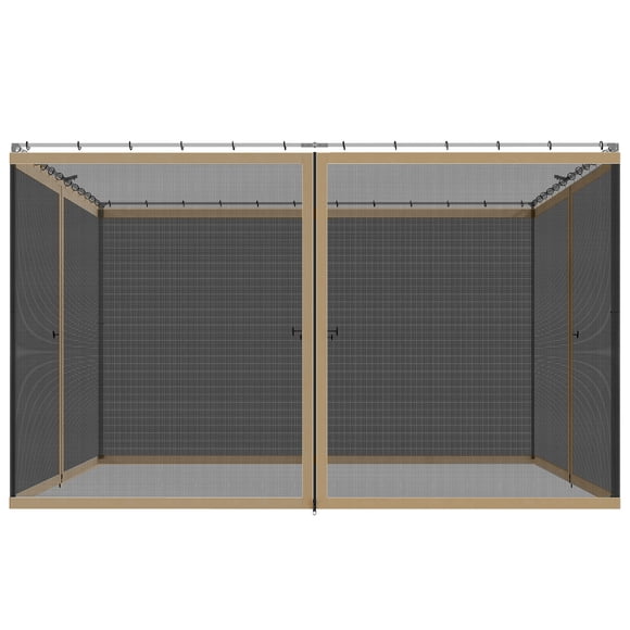 Outsunny 12' x 12' Gazebo Replacement Mosquito Netting Screen Walls, Khaki