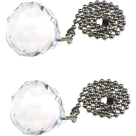 

Hao Pro 30.5cm Length Clear Crystal Pull Chain Better Girp Smooth Edges Glass Pendant Customizing Pulling String Sets 2 Pieces for High Ceiling Light Fans Living Room Bathroom