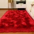 thumbnail image 6 of Lochas Soft Fluffy Rugs Faux Sheepskin Area Rug for Bedroom Bedside Living Room Carpet Nursery Washable Floor Mat,2'x4',Red, 6 of 7