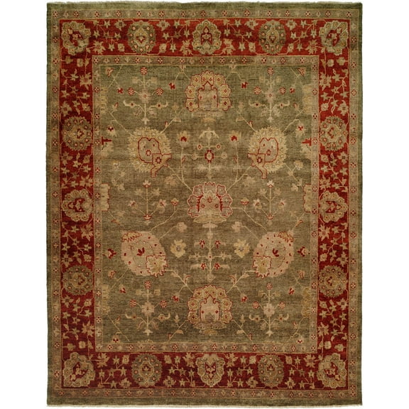 Kalaty Oushak Area Rug OU-415 Grnrust Vines Bulbs 2' 6" x 10' Rectangle