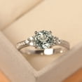 thumbnail image 1 of Natural green amethyst wedding ring, cluster ring, round cut, solid sterling silver, light green gemstone, 1 of 1