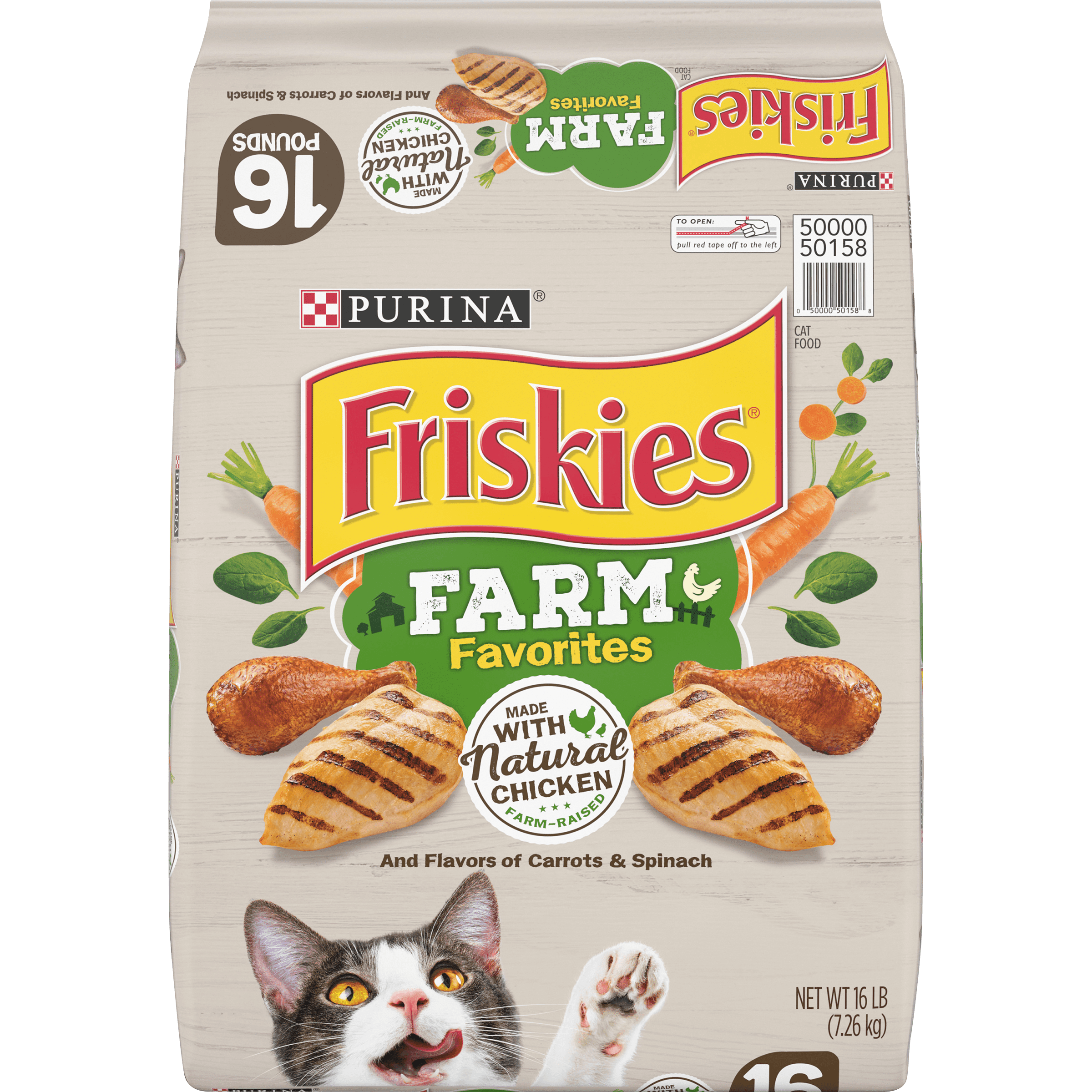 Friskies Dry Cat Food, Farm Favorites With Chicken, 16 lb. Bag
