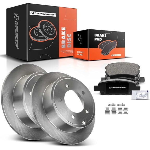 A-Premium 10.31 inch (262mm) Rear Solid Disc Brake Rotors Ceramic Pads kit Compatible with Select Mitsubishi,Jeep, Chrysler & Dodge Models - Lancer, Compass, Patriot, 200, Sebring, Avenger, Caliber