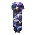 thumbnail image 5 of PuLe 【New】 Summer Short Sleeve Dress Womens Summer Dresses Casual Loose Short Sleeve V Neck T Shirt Dress Split Hem Beach Vacation Maxi Dress with Pockets, 5 of 5