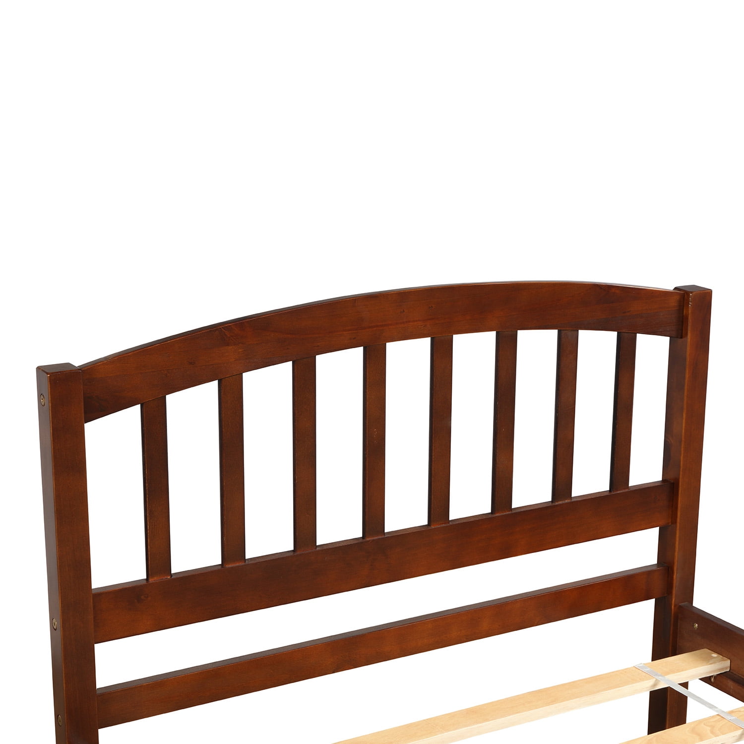 Gewnee Twin size Platform Bed Wood Bed Frame with Trundle,for adults and children Walnut