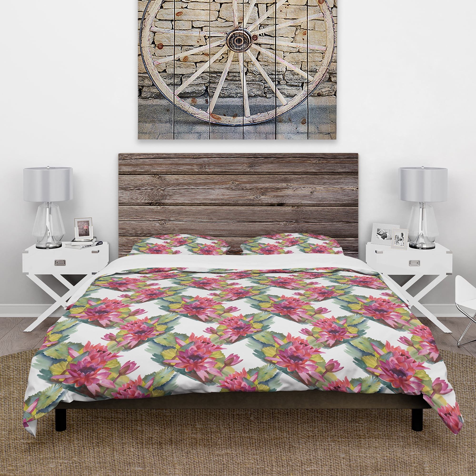 Designart 'Blooming Waterlilies' Floral Duvet Cover Set