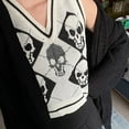 thumbnail image 5 of Women Gothic Punk Knit Sleeveless Vest Harajuku Skull Argyle Diamond Plaid Printed Sweater Crop for Tank Top V-Neck Slim Jumper Streetwear, 5 of 19