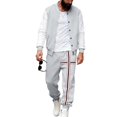 thumbnail image 2 of yuCgh Men's Casual Bomber Style Jacket and Jogger Pants Set, Two-Piece Athletic Outfit with Elastic Waist for Urban and Outdoor Wear,White M, 2 of 9