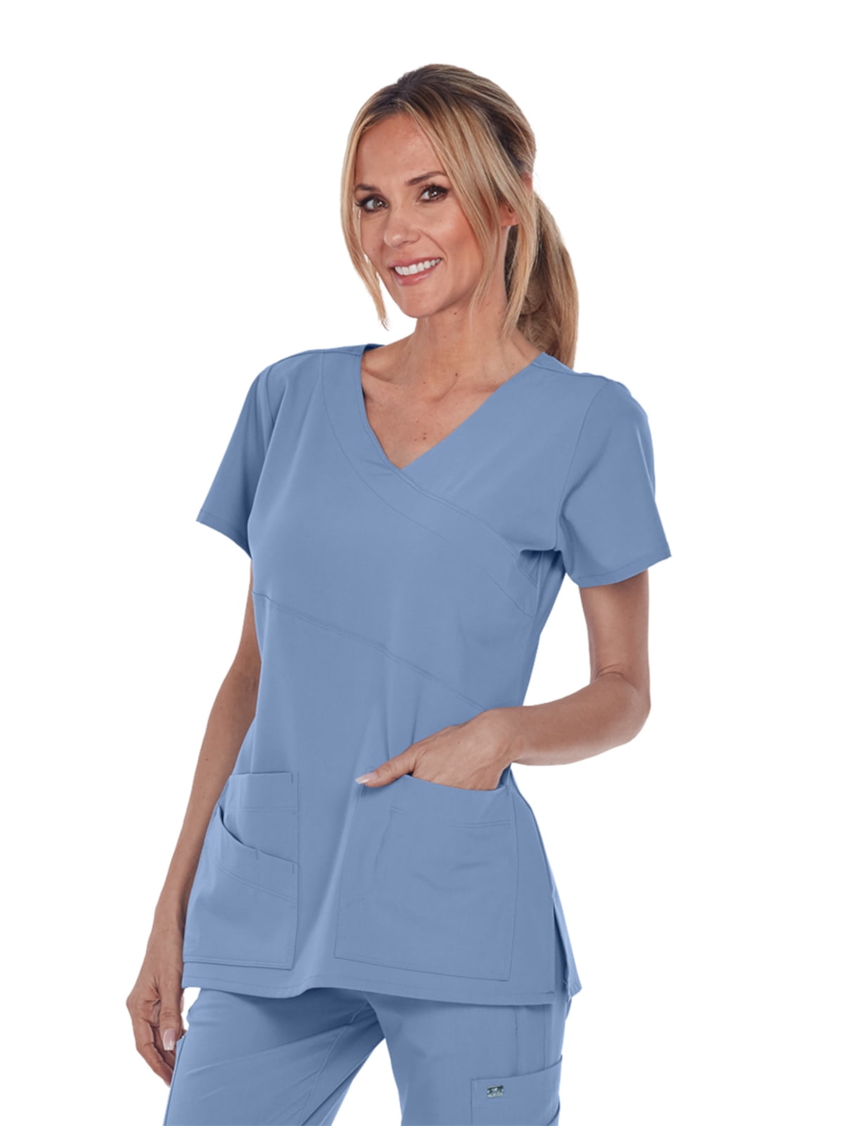 Barco Grey's Anatomy Signature 2130 Women's Mock Wrap Scrub Top Ciel