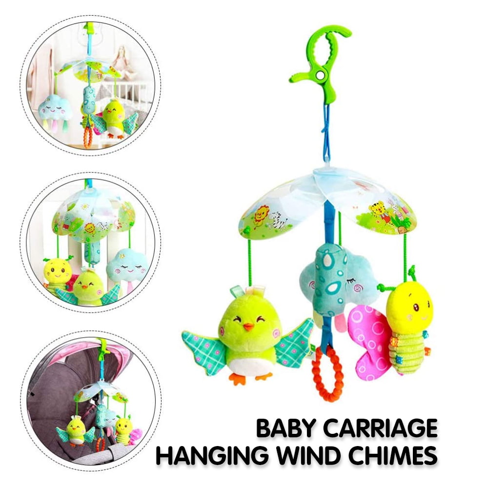 SHELLTON Baby Toys for 0 3 6 9 to 12 Months, Soft Hanging Crinkle Squeaky Sensory Learning Toy Infant Newborn Stroller Car Seat Crib Travel Activity Plush Animal Wind Chime with Teether for Boys Girls