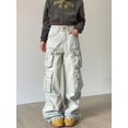 thumbnail image 2 of Pantalones Cargo para mujer, pantalón informal de cintura alta, holgado, elástico, de pierna ancha, ropa de calle Y2K con 4 bolsillos, 2 of 5