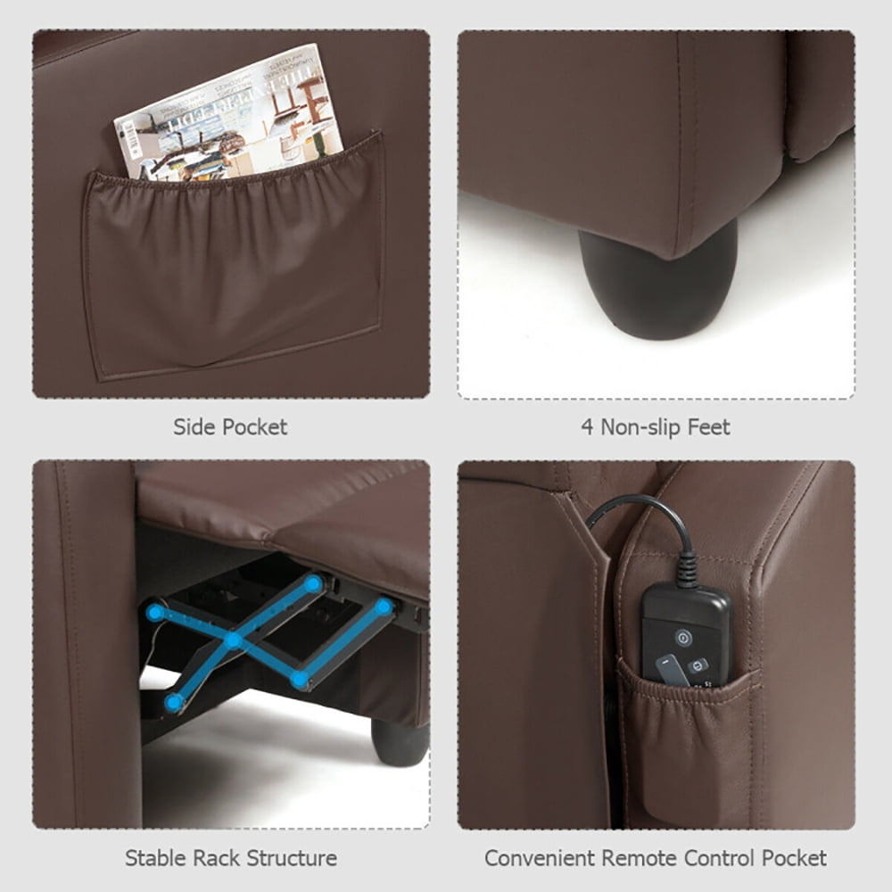 Finihen Massage Recliner Chair, Recliner Sofa Wingback Chair with Massage Function, for Living Room, Bedroom, Brown Finihen Massage Recliner Chair, Recliner Sofa Wingback Chair with Massage Function, for Living Room, Bedroom, Brown