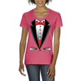 thumbnail image 1 of NIB - Women's T-Shirt V-Neck Short Sleeve - Tuxedo Prom Costume, 1 of 5