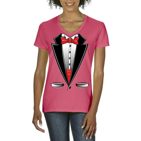 Normal is Boring - Women's T-Shirt V-Neck Short Sleeve, up to Women Size 3XL - Tuxedo Prom Costume