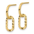 thumbnail image 2 of 14K Yellow Gold Bold Diamond-Cut 6.5mm J-Hoop Dangle Post Earrings, 2 of 4