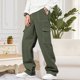thumbnail image 1 of Pantalones largos para hombre, moda informal, cómodos, sólidos, con bolsillos, con cordón ajustable, pantalones regulares de poliéster para hombre., 1 of 9