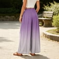 thumbnail image 7 of Gradient Ombre Wide Leg Pants for Women, High Waist Flowy Palazzo Trousers - Boho Summer Beach Vacation Bottoms Purple XL, 7 of 7