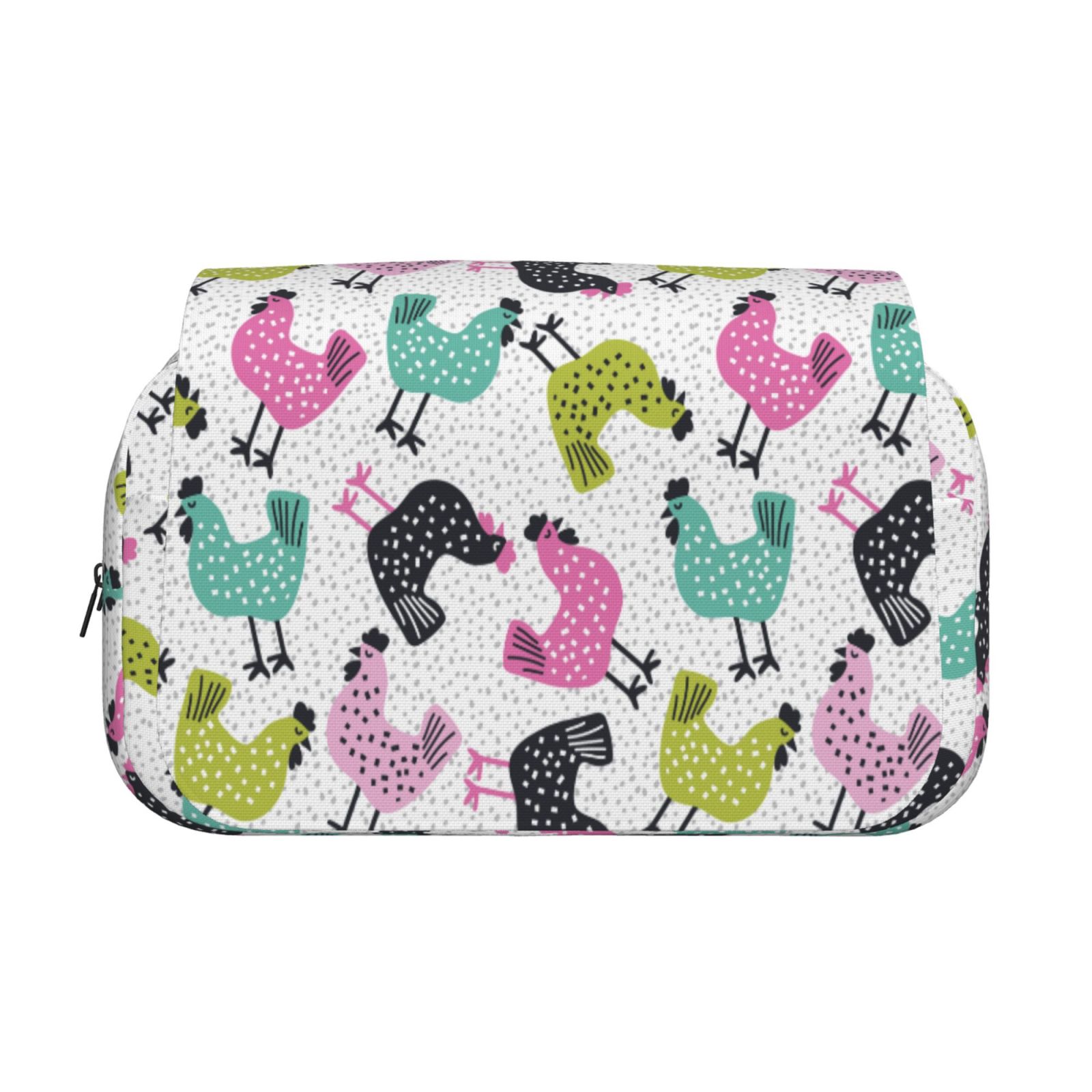Rateoe Funny Chicken Pattern Double Clamshell Pen Case, Storage Organizer with Two Zipper Compartments– Holds Up to 50 Pencils & Pens