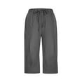 thumbnail image 5 of Tnhcen Women's Drawstring Waist Wide Leg Culottes Nylon Spandex Matte Fabric Cropped Pants Casual Lounge Capri Pants with Pockets S-2XL Multiple Colors Available, 5 of 8