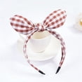 thumbnail image 2 of Slatcetga Fashionable Women Headband Bunny Ears Hair Band Bowknot Hair Hoop (Dark Coffee Plaid), 2 of 2