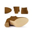 thumbnail image 2 of Unique Bargains Women's Ruffle Block High Heels Ankle Boots Brown (Size 7), 2 of 6