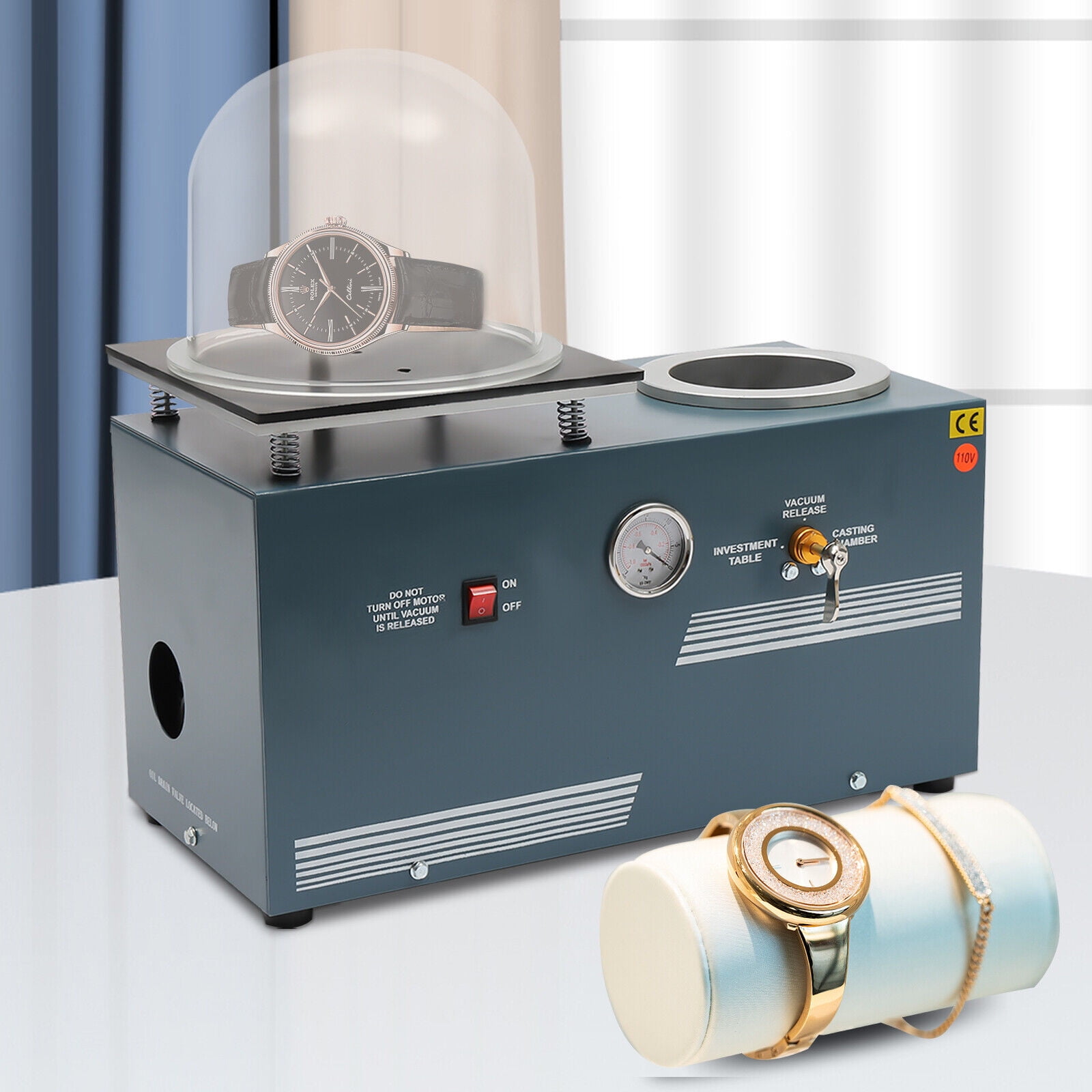 High Efficiency Vacuum Casting Machine, 375W, 2L Air Pump Capacity, Metal Air Switch, with Plexiglass Vacuum Hood, for Reducing Burrs and Bubbles