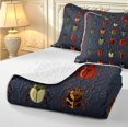thumbnail image 4 of Erosebridal Cute Beetles Bed Spread Queen,Vintage Nature Wildlife Theme Queen Coverlet Set,Navy Red,3-Piece,1 Quilt and 2 Pillowcases, 4 of 7