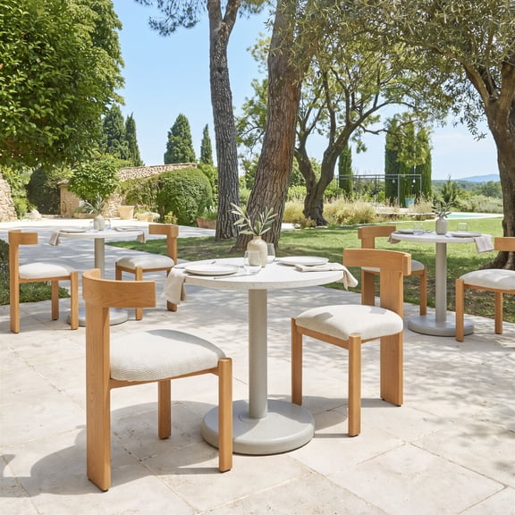 Tiana Dining Chair Natural & Beige Dining Chair, Modern Style, Outdoor fabric (100% Olefin), Aluminum, Outdoor Dining