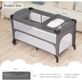thumbnail image 6 of Bedside Bassinet, 5 in 1 Baby Bassinet Bedside Sleeper, Pack and Play with Diaper Changer/Mattress/Music, Bedside Crib with Storage, Baby Crib from Newborn to Toddler(Grey), 6 of 7
