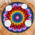 thumbnail image 2 of Colorful Tie Dye Floral Mandala Pattern Round Fitted Tablecloth with Elastic Edge,Dining Table Cover Waterproof,Outdoor Round Tablecloth for Camping,Dining,Indoor and Outdoor, 2 of 7