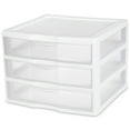 thumbnail image 3 of Sterilite Wide 3 Drawer Unit, Clear Plastic Countertop or Desktop Drawers, White, 2 Count, 3 of 8