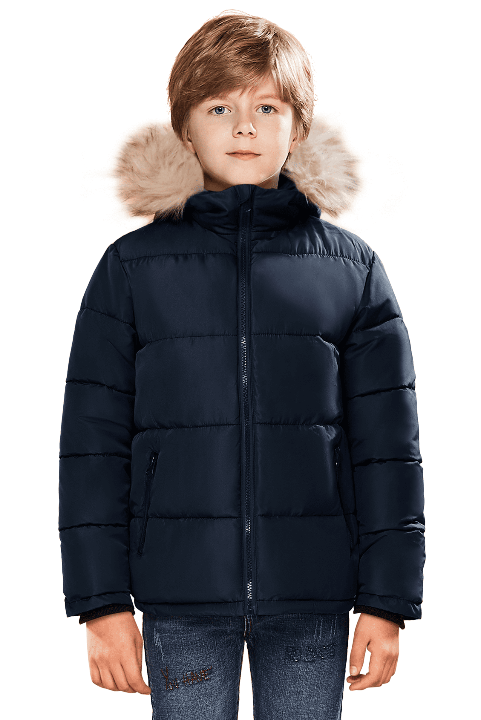 SOLOCOTE Boys Winter Coats Puffer Fake-Down Mid-Weight Hooded Padded ...