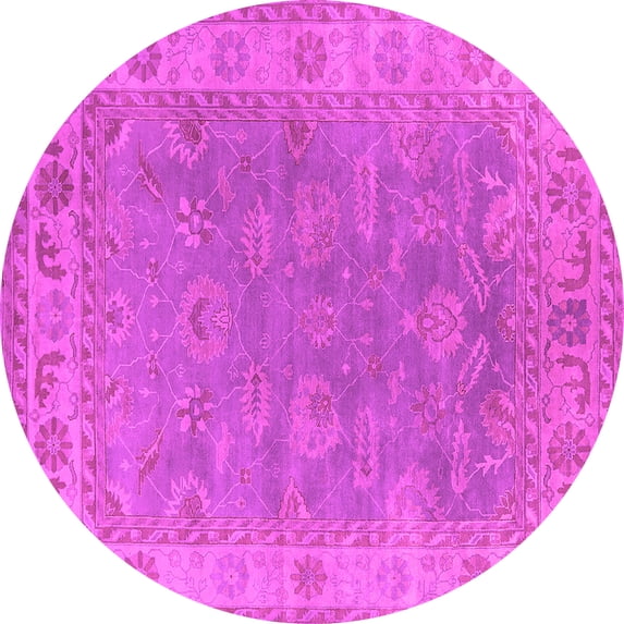 Ahgly Company Indoor Round Oriental Pink Industrial Area Rugs, 7' Round
