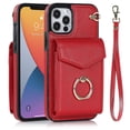 thumbnail image 1 of Elegante funda multifuncional tipo cartera para iPhone 12 con correas, ranura para tarjetas, soporte para anillo, protección para cámara, material de PU, diseño a prueba de golpes y antirrobo., 1 of 5