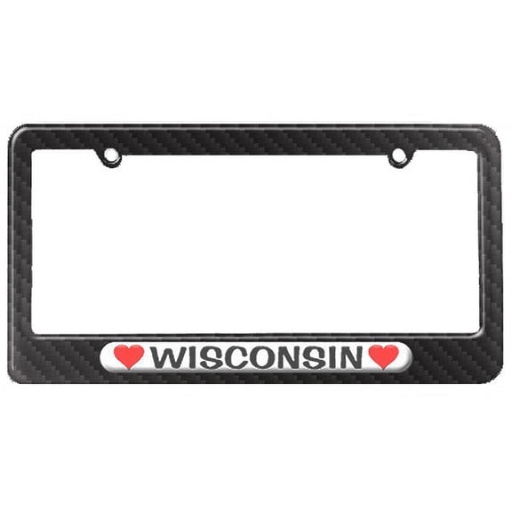 Wisconsin Love with Hearts License Plate Frame