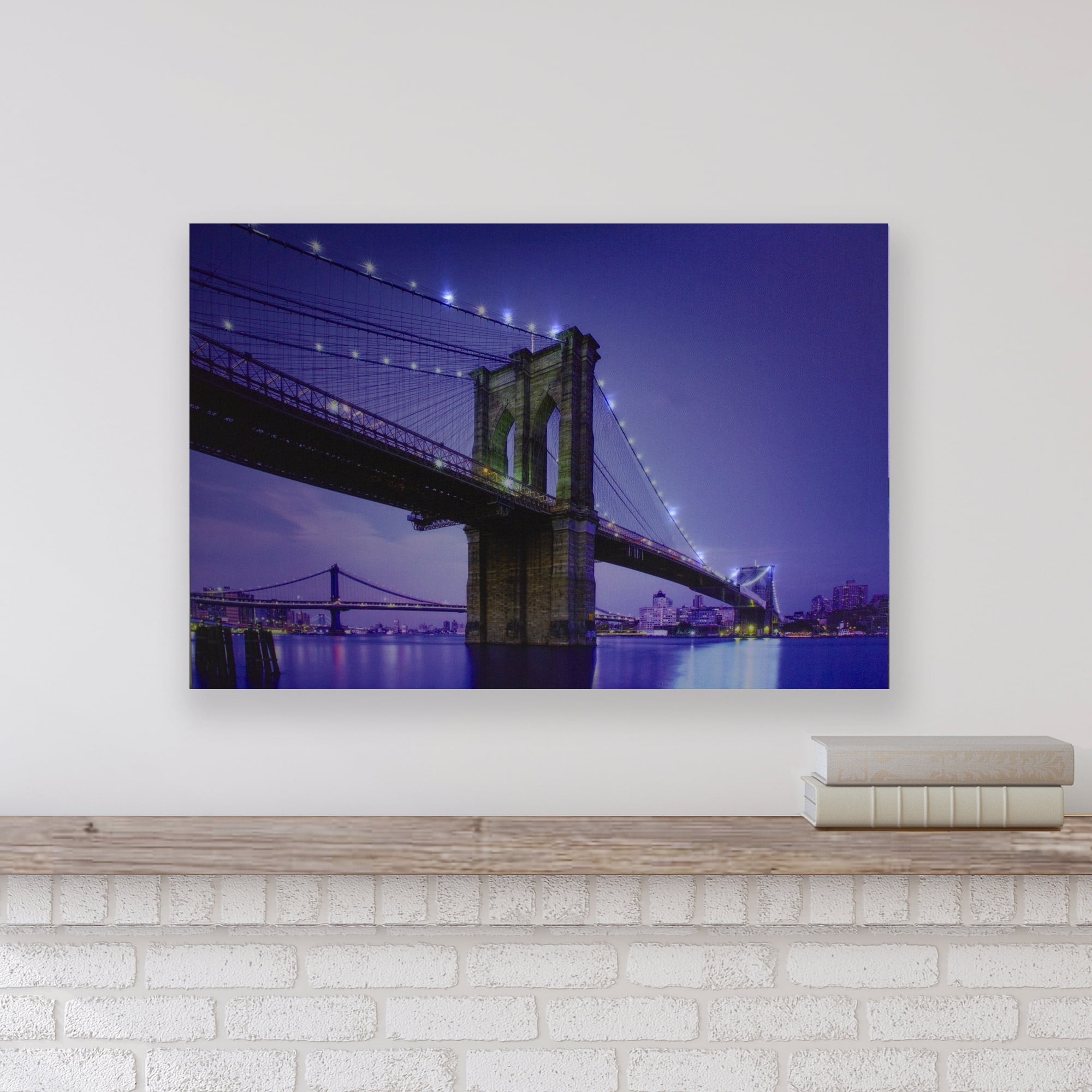 Startonight Canvas Wall Art Decor Brooklyn Bridge New York Blauw Schilderij Voor Woonkamer 80 CM X 120 CM