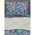 thumbnail image 3 of Oriental Comforter & Sham Bedding Set, Bohemian Persian Paisley Leaves Floral Folk Design, 3 pcs Duvet Set Microfiber Filling Quilt, 5 Sizes, Blue Pink, by Ambesonne, 3 of 4