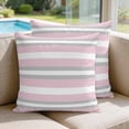thumbnail image 2 of Pillow Covers 18x18 Set of 2, Pink Grey Stripe Square Throw Pillow Covers for Couch/Sofa/Living Room, Minimalist Farmhouse Striped Decorative Soft Pillowcases for Couch Throw Pillows, 2 of 9