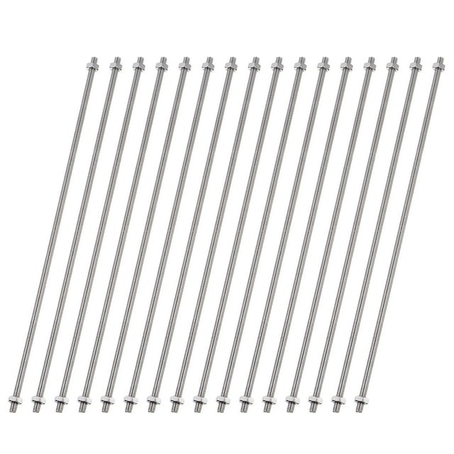 Unique Bargains 16 PCS 8/32 Inch M4 Threaded Rods Studs with Hex Nuts, 200mm Length 304 Stainless Steel Fully Rod and Hex Nuts