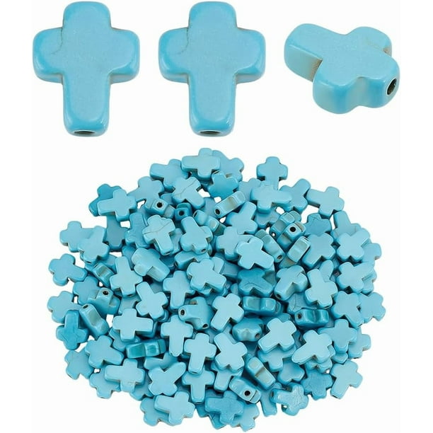 150 piezas de cuentas espaciadoras de color azul turquesa. Cuentas sueltas a granel para pulseras, pendientes, llaveros y collares. Ideales para la creación de bisutería DIY y decoración de Pascua.