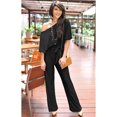 thumbnail image 7 of KOH KOH Long Pant One Off Shoulder 3/4 Short Sleeve Sexy Wide Leg Casual Summer Fall One Piece Jumpsuit Pant Suit Romper Playsuit Tall Overall For Women Black Medium US 8-10 JSN003, 7 of 7