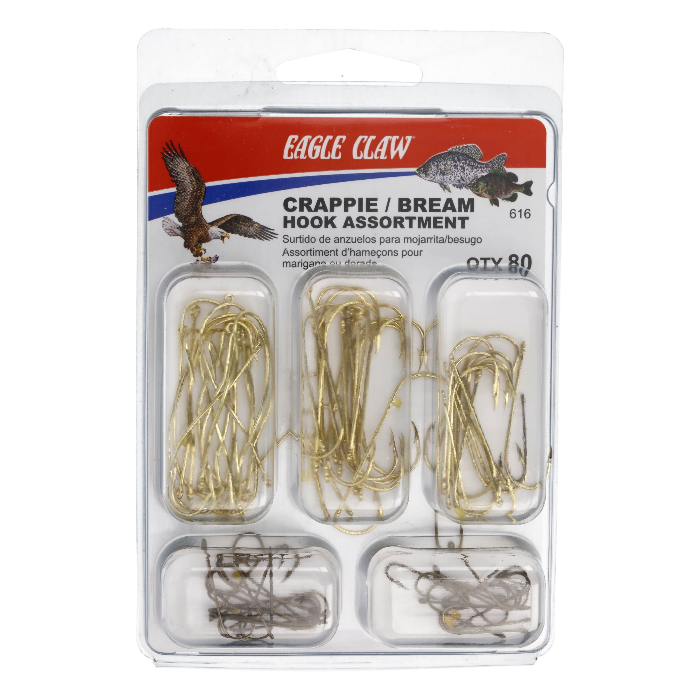 Lake & Stream Snelled Fish Hooks By Eagle Claw 24 pks Wholesale Lot Size 2/0 