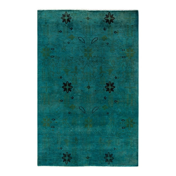 Fine Vibrance, One-of-a-Kind Hand-Knotted Area Rug - Blue, 4' 0" x 6' 3"