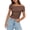 W184 Brown, variant on Angala Womens Top One Shoulder Neck Short Sleeve Solid Color Pleated Blouse Summer Fashion Slim Fit Dailywear Ladies Shirts Size L Beige