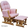 Stork Craft Custom Hoop Glider & Ottoman-Color:Pink Gingham Cushions,Finish:Natural Finish
