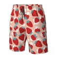 thumbnail image 4 of Zufioo Red Strawberry for Men's Casual Beach Shorts, Sports Fitness Quick-drying Drawstring Shorts with Pockets for Home Wear-Small, 4 of 6