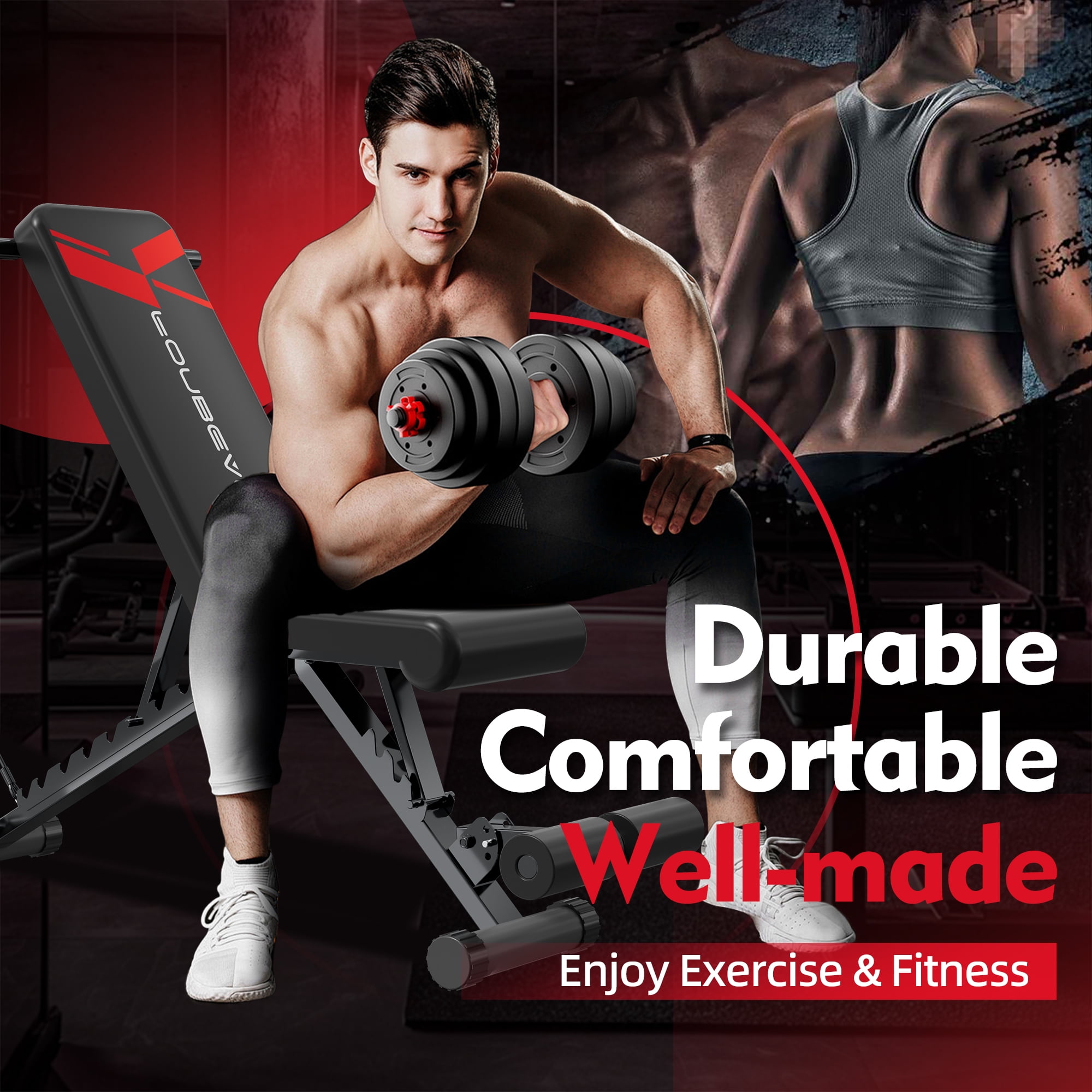 FONBEAR Adjustable Weight Bench, 660LBS Bench Press, Foldable Workout Bench for Full Body Strength Training, Multi-Function Incline Decline Bench - Great for Beginners and Professional Use